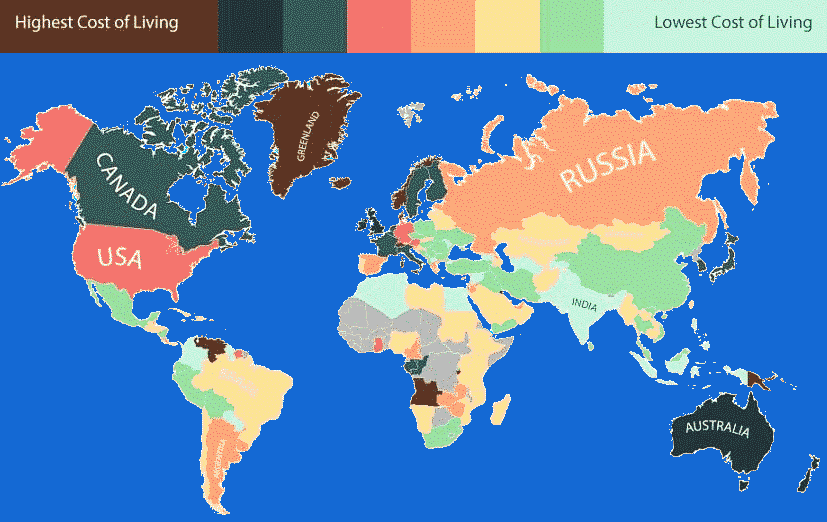 cost of living comparison map international